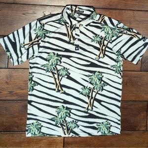 Bad Birdie - Mens Large - Black and White Summer Safari Performance Polo
